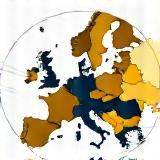 Graphic representing European map or network.