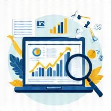 Graphic representing data reporting and charts.